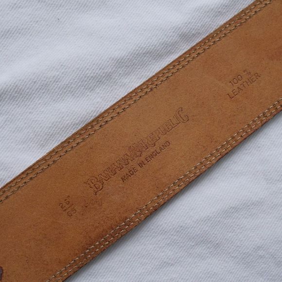 Wide light brown leather vintage western belt - Picture 2 of 4